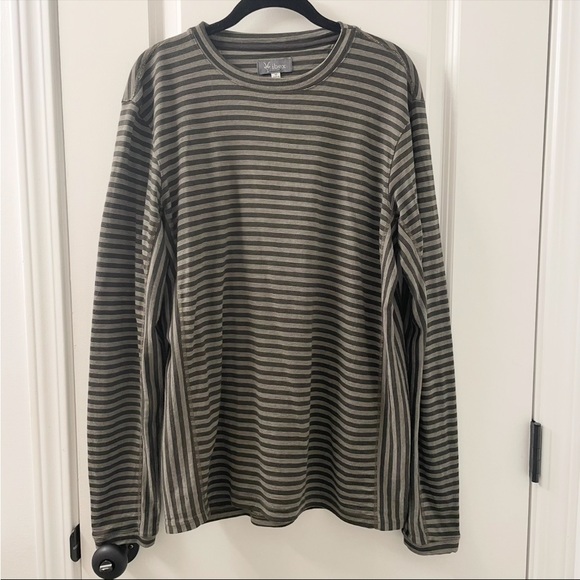 Ibex 100% Merino Wool Long Sleeve T Shirt Stripes Casual Mens Size Medium - Picture 1 of 8